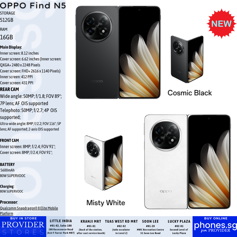Oppo Find N5 5G (16GB RAM/ 512GB Storage / 50MP OIS/ 50MP
